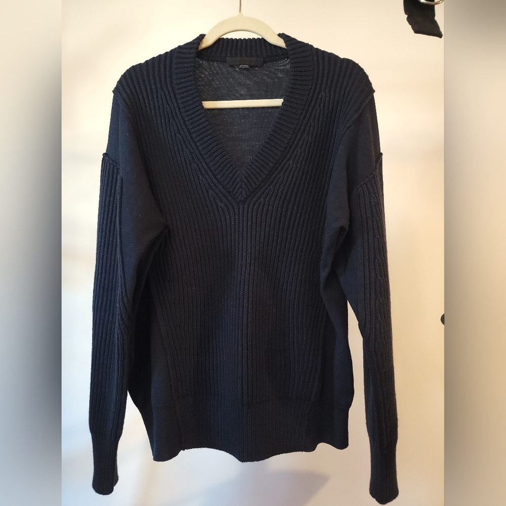 ALEXANDER WANG Jumper Men's MEDIUM Pullover Wool Knitted V-Neck Navy M